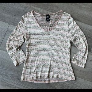 Inc International Concepts V-Neck Striped Sweater Size Large